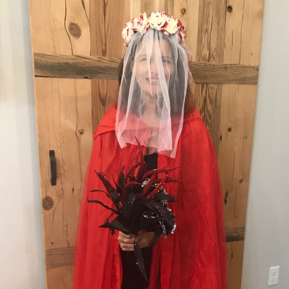 Deluxe Hooded Cape, Flower Veil & Tights-NWT-NWOT